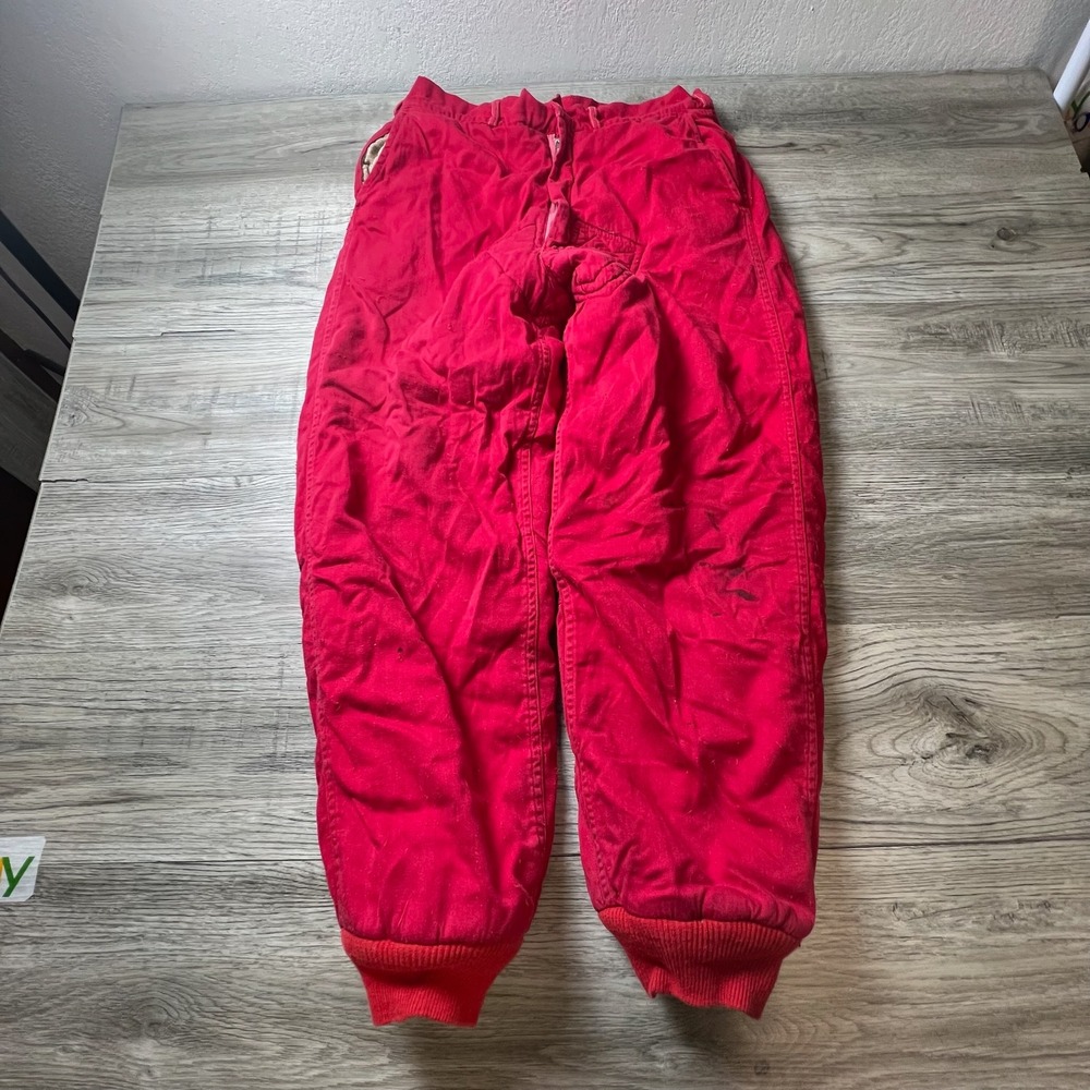 Vintage 1950/60s Snow hunting Pants Men 30 Red Insulated Quilted Winter Workwear
